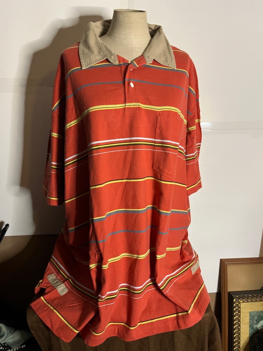 😄Big & Tall 2XL polo shirt striped short sleeve breathable work ready oversized